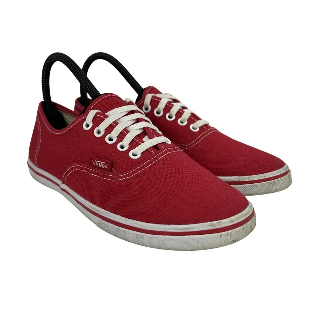 Vans Shoes Mens Size 5.5 Red Canvas Low Top Skateboarding Sneakers Lace Up
